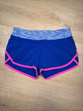 Ivivva Lululemon Blue Athletic Shorts with Pink Trim